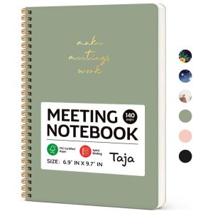 Taja Meeting Notebook for Work Organization -Perfect Office Supplies for Men & Women - Green