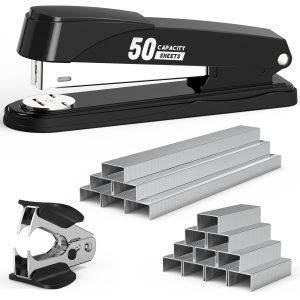 Metal Stapler Heavy Duty 50 Sheet Capacity with 1750 Staples and Staple Remover, Black